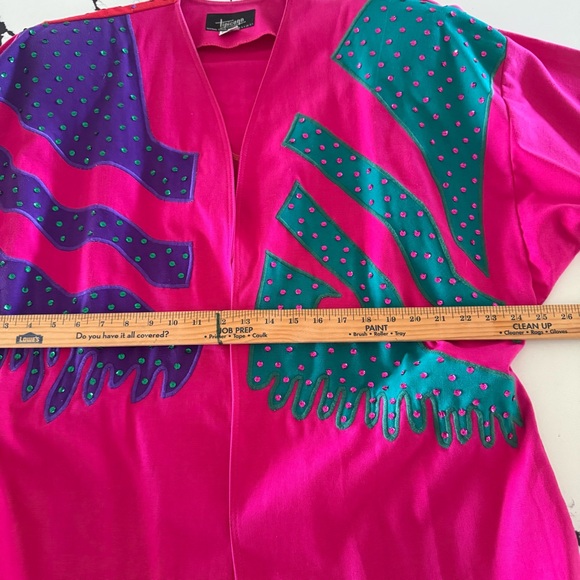 80’s bold Pink cotton sequined retro Open Jacket - Picture 4 of 7